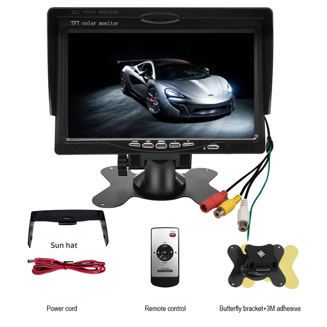 7 Inch Black Car LCD Monitor with IPS Screen 1-Year Warranty Bus Car Monitor