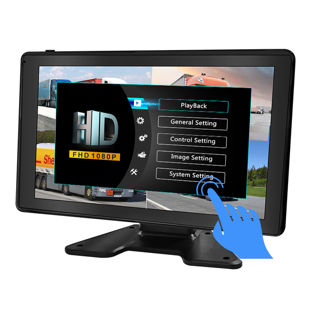 10.1-Inch Touch Screen 4CH DVR Monitor Night View USB TF Card Split Quad Car Monitor 1-Year Warranty Car Video Reversing Aid