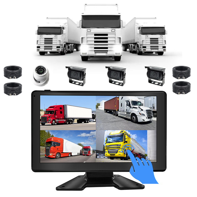 9inch Touch Screen 4ch AHD MDVR Monitor Camera System with 4 Split Display for Agricultural Machinery Blind Area Monitoring Screen DVR All-in-one