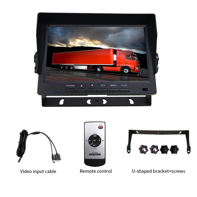 7-Inch IPS VGA LCD Monitor 4:3 for RV Public Transportation Buses Trucks Stereo Function Remote Control USB 1-Year Warranty