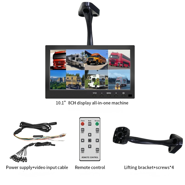 10.1-Inch 4CH Split Vehicle Monitor 4G WIFI GPS AI Function 1080p Resolution Reverse Night Vision 1 Year Warranty